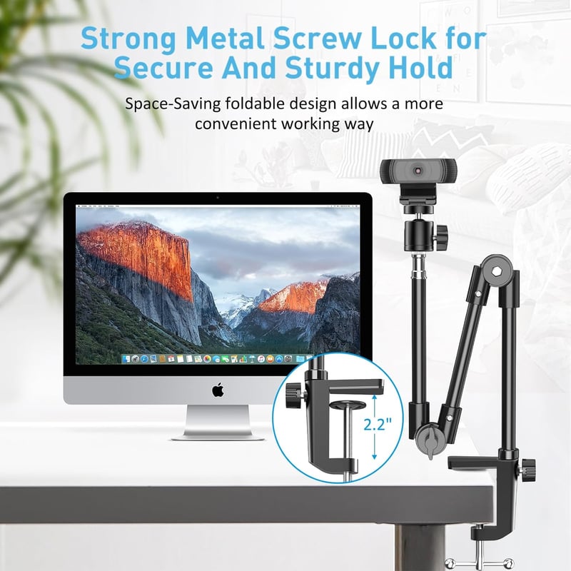 KDD Webkamera Állvány Telefontartóval - 25 Hüvelykes Hajlítható Tartókar Logitech C922/C920/Brio 4K Webkamerákhoz és GoPro Kamerákhoz - 22 F