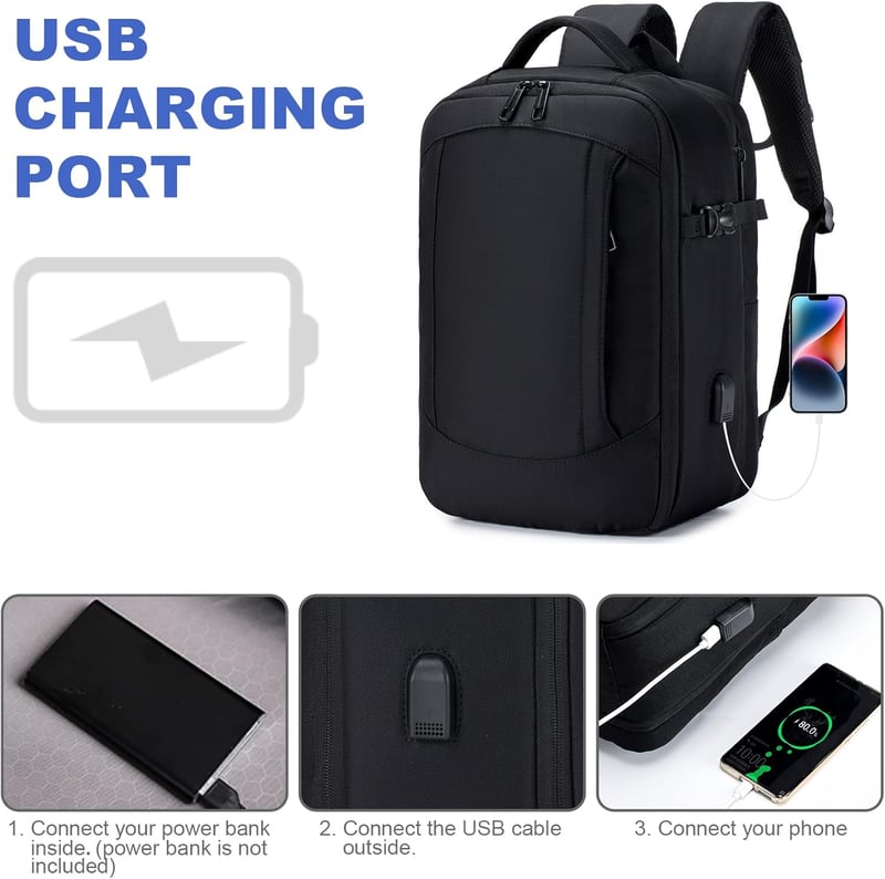 SUCIKORIO Bővíthető Repülős Hátizsák 40x20x25 - Laptoptartós, USB-s, Ryanair Kompatibilis