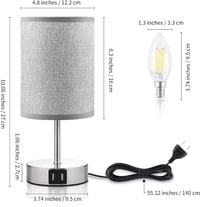 ShuBel érintős éjjeli lámpa szett: 2 db USB-s, fényerőszabályozós LED asztali lámpa, szürke 6