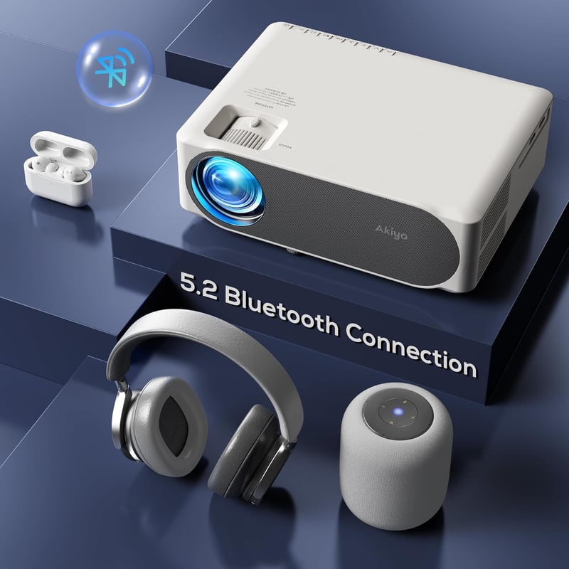 AKIYO O8 Full HD 1080P Projektor 20000 Lumen 5G WiFi Bluetooth 4K Támogatással, 300 Colos Kijelzővel és Porvédő Hálóval, TV Kompatibilis