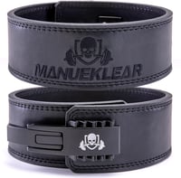 MANUEKLEAR Bőr Súlyemelő Öv 10 mm-es Háttámasszal, Edzőtermi Erőemelő Derékszorító Férfiaknak és Nőknek, Piros, M-es Méret 1