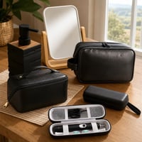 Putni set za kozmetiku: kozmetička torbica + toaletna torbica + etui za četkice + dozator + ogledalo 1