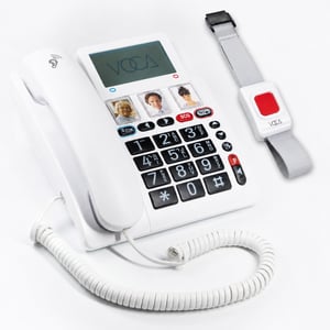 Telefon cu butoane mari VOCA CP141 pentru vârstnici, 4G SIM, brățară SOS — defect, pentru piese: slot SIM deteriorat (stare: vezi imaginea 2)