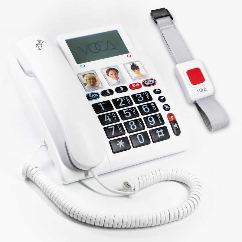 VOCA CP141 Nagy Gombos Telefon Időseknek, 4G SIM, SOS Karkötő — hibás, alkatrésznek: sérült SIM-foglalat (állapot: lásd a 2. képet)