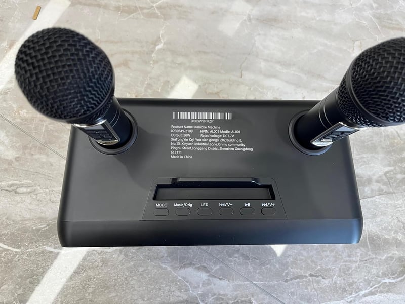 ALPOWL AL001 Karaoke Gép 2 Vezeték Nélküli UHF Mikrofonnal - Hordozható Bluetooth Hangszóró LED Fényekkel Otthoni Partikhoz, Esküvőkre