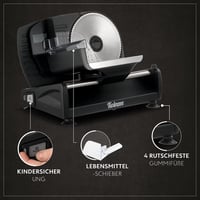 Twinzee Elektromos Szeletelőgép - Állítható Vastagságú (0-15mm) Rozsdamentes Acél Kenyér, Hús és Sajt Vágó 2 Cserélhető Pengével, 150W, Feke 4