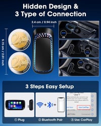 Jansite 2-in-1 Vezeték Nélküli CarPlay és Android Autó Adapter, 5GHz WiFi, USB-C, RGB, Gyors Átvitel, iPhone és Android Kompatibilis 7
