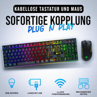 KLIM Thunder Vezeték Nélküli Gamer Billentyűzet és Egér Szett - RGB Háttérvilágítás, 4800 DPI, Beépített Akkumulátor, PC/PS4/PS5 Kompatibili 2