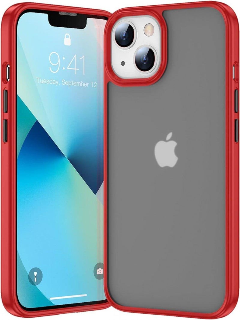 iPhone 13 Piros-Áttetsző Ütésálló Szilikon Védőtok