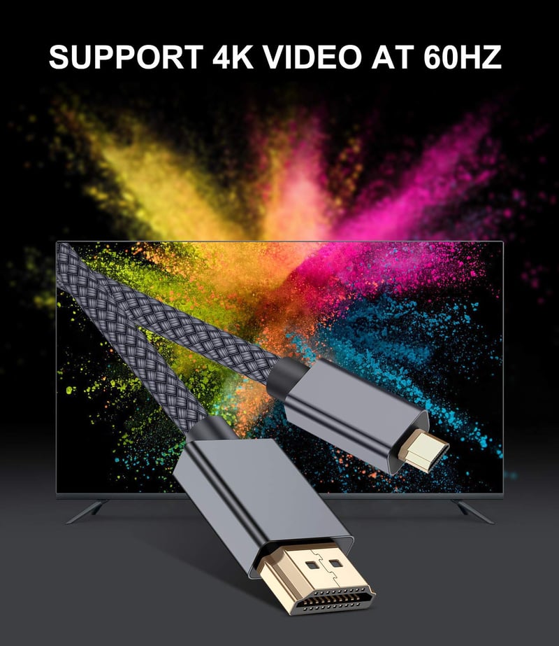 Elebase 3m-es 4K 60Hz Micro HDMI kábel Raspberry Pi, GoPro, Sony, Nikon kamerákhoz
