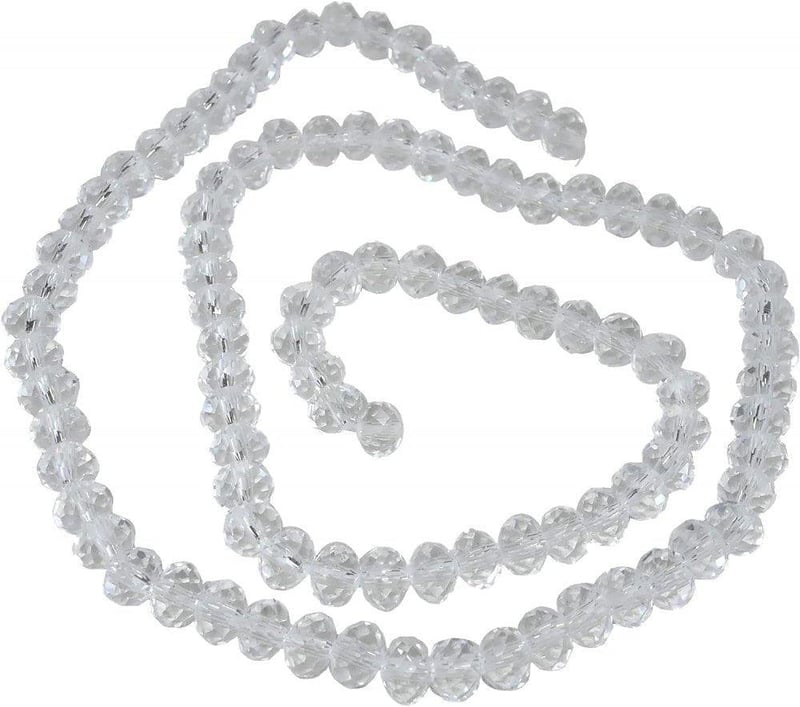 AERZETIX 95 db Fehér Facettált Üveggyöngy Ékszerkészítéshez 6x4 mm