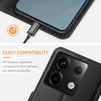 Xiaomi Redmi Note 13 Pro 5G/Poco X6 5G Prémium Bőr Flip Tok - Fekete, Kártyatartóval 8