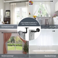 Qlfyuu Ipari Függönyrúd - Kihúzható Fém Sötétítő Függönykarnis 110-210 cm, Fekete, Csúszásmentes Szobai Térelválasztó Ablakokhoz, Hálószobáb 6