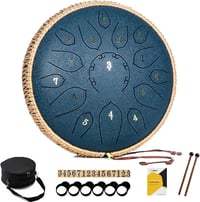 MeloBeat Tongue Drum 12" - 15 Hangú Professzionális Acél Handpan D-dúrban, Dalkönyvvel, Ütőkkel és Hordtáskával (Sötétkék) 1