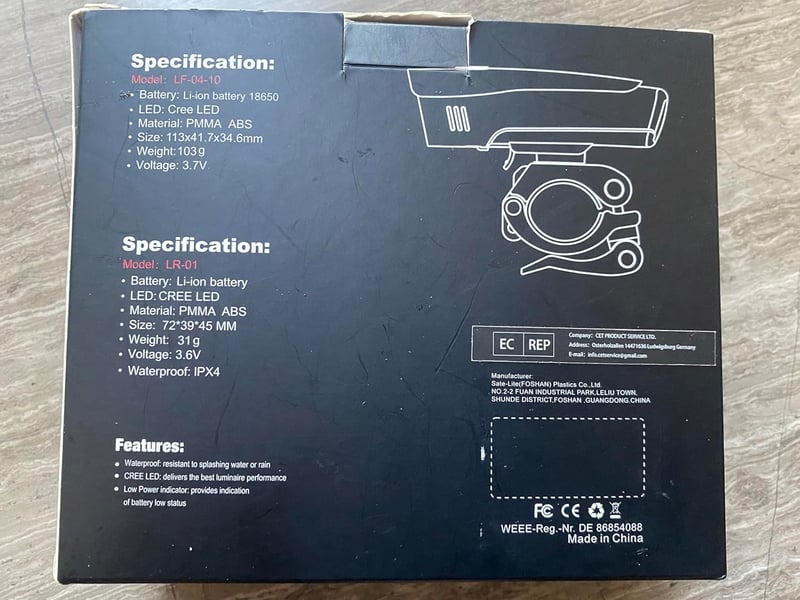 Antimi USB-s LED kerékpárlámpa szett, elöl-hátul, vízálló, 2600mAh
