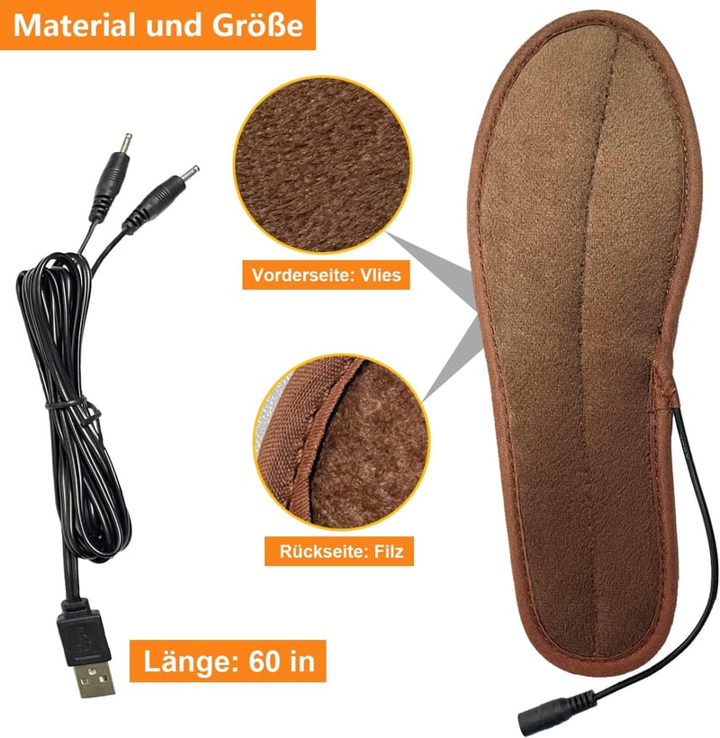 Elektromos Fűthető Talpbetét USB-s, 39-40-es, 3 Fokozatú, Mosható