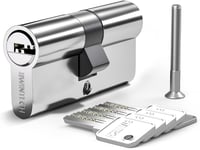 Bwintech 80 mm-es Euro réz zárbetét 5 sárgaréz kulccsal - Fúrásbiztos, törhetetlen, zárfésű-védett biztonsági hengerzár UPVC és fa ajtókhoz 1