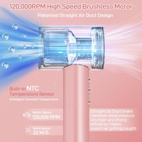 CIICII Ion Hajszárító 1600W - 120.000 RPM Kefe Nélküli Motor, 3 Sebesség, 4 Hőfokozat, HD Kijelző, Hordtáska, Gyorsszárítás Otthoni és Utazá 4