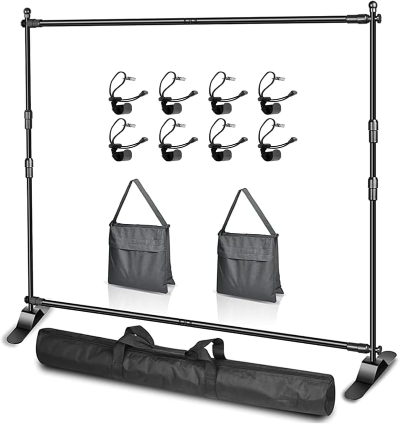 EMART Fotó Háttérállvány 300x240 cm - Állítható Alumínium Keret Stúdió Fotózáshoz, Hordozható Szett Homokzsákokkal és Táskával
