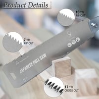 Ryoba japán fűrész, kétélű 265mm SK5 acél, 7-10/17 TPI, cserélhető penge 3