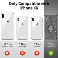 iPhone XR Csillogó Fekete Gyűrűs Védőtok Glitterrel 2