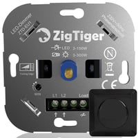 Zigtiger Fekete LED és Halogén Dimmer Kapcsoló 1