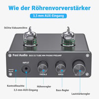 Fosi Audio Box X3 csöves MM lemezjátszó előerősítő Bluetooth 5.0 Hi-Fi rendszerekhez 3