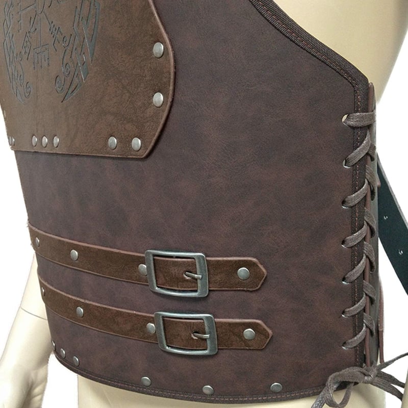 HiiFeuer Sárkányos Viking Harcos Bőr Mellvért - LARP és Cosplay Középkori Páncél