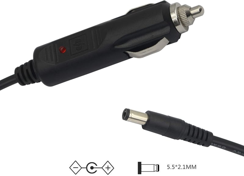 GINTOOYUN 12V-24V Szivargyújtó Hosszabbító Kábel LED Jelzéssel - 3m Autós Tápkábel 5.5x2.1mm DC Csatlakozóval, 10A Biztosítékkal