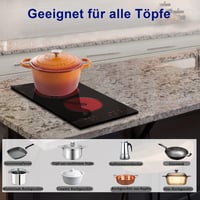Hobsir 2 zónás beépíthető üvegkerámia főzőlap 30 cm, 3200 W, érintésvezérlés 8