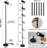 Rayofly 20W Teljes Spektrumú LED Növénylámpa, Állítható Magasságú Beltéri Növényvilágítás 4/8/12 Órás Időzítővel, COB Izzóval, Fekete 5