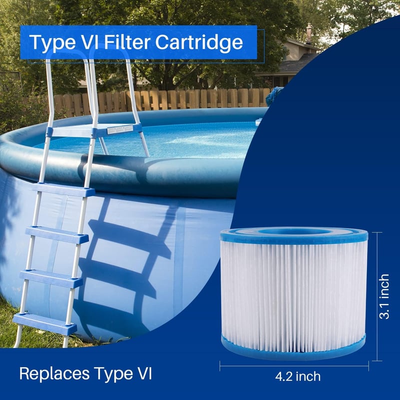 POOLPURE Bestway Spa Szűrőbetét Type VI - Coleman SaluSpa 90352E Kompatibilis Jakuzzi Szűrő Csomag (4 db)