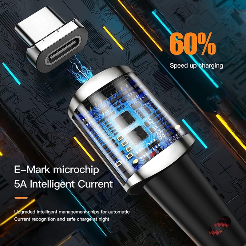 Mágneses USB-C kábel 100W - MacBook, iPad, Galaxy gyorstöltő és adatátviteli