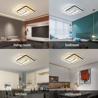 minifair Modern LED Mennyezeti Lámpa 36W 50cm - Távirányítós Négyzet Alakú Fekete-Fehér Fényerőszabályozható Lámpatest Nappaliba Hálószobába 6