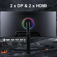 Prechen 34" Ívelt WQHD Gamer Monitor, 165Hz, 1500R, 3440×1440, HDR10, FreeSync/G-Sync, DisplayPort+HDMI, Állítható Magasság, Fekete 9