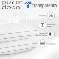 puredown Lúdtoll és Pehely Párna Szett - 2 db Közepes Keménységű Queen Méretű Alvópárna Pamut Huzattal, Szállodai Minőség 2