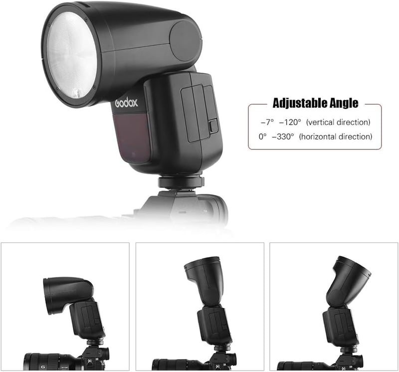 Godox V1S Professzionális Vaku Kerek Fejjel - 2.4G Vezeték Nélküli Fresnel Zoom - Sony Fényképezőgépekkel Kompatibilis Vakupapucs Rendszer
