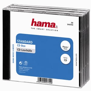 Carcasă Hama Standard pentru CD/DVD/Blu-Ray, negru cu capac transparent, pentru discuri standard, pachet de 3 bucăți
