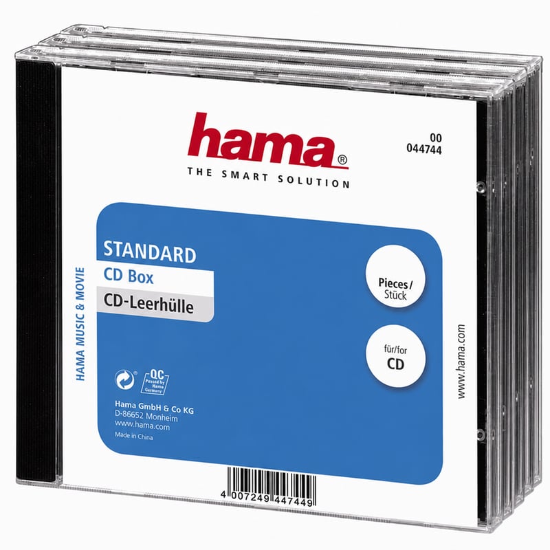 Carcasă Hama Standard pentru CD/DVD/Blu-Ray, negru cu capac transparent, pentru discuri standard, pachet de 3 bucăți