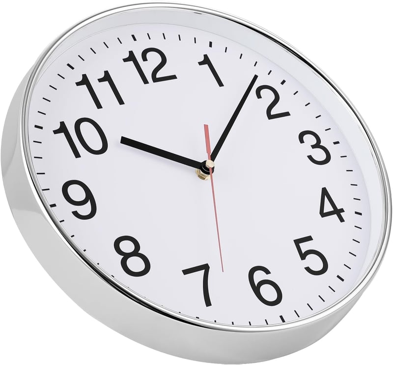 Plumeet 25cm Hangtalan Króm Falióra - Dekoratív Kvarcóra Otthonra, Irodába