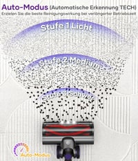 CHEBIO V18 Vezeték Nélküli Porszívó 45000Pa/550W - 70 Perces Üzemidő, Automata Szívóerő, LED Kijelző, HEPA Szűrő, Szőnyeghez, Állatszőrhöz 2