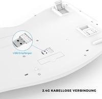 Seenda ergonomikus vezeték nélküli billentyűzet, USB-s, tenyértámasszal, Mac és Windows kompatibilis, német kiosztás, fehér-ezüst 8