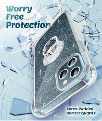 iPhone 12 Pro Max Átlátszó Glitteres Gyűrűs Védőtok Csillogó Ütésálló 4