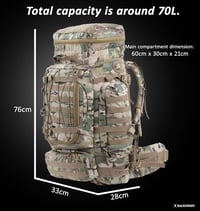 BACKFERRY Nagy Katonai Hátizsák 80L - Taktikai Túrazsák Terepszínű Kivitelben - Kemping, Túrázás, Bushcraft Kalandokhoz - Unisex Hátizsák 3