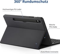 Samsung Galaxy Tab S9 FE/S9 EasyAcc német QWERTZ billentyűzetes tok, levehető, ceruzatartóval, fekete 5