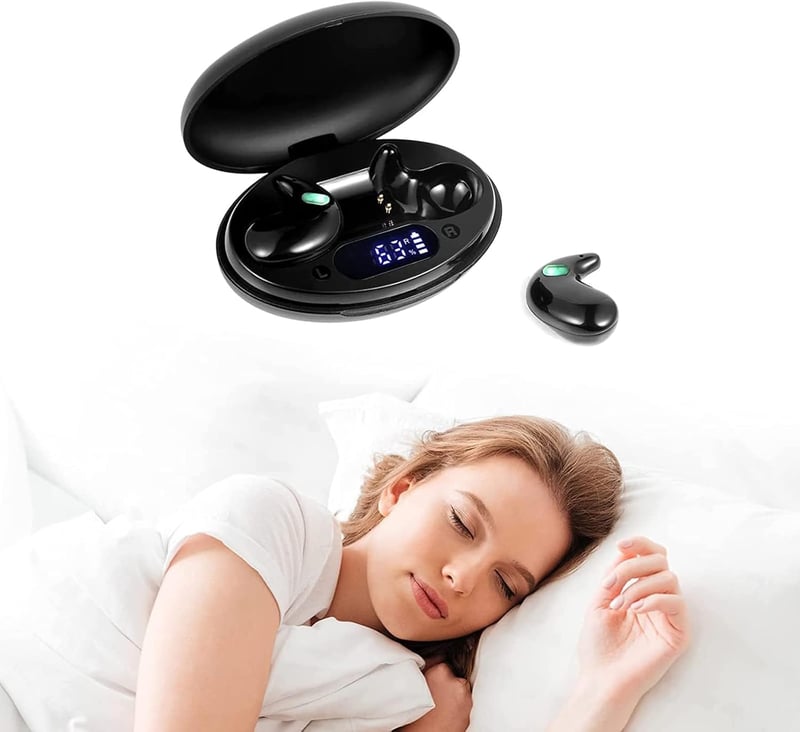 ESSONIO Bluetooth Alvó Fülhallgató - Ultrakönnyű 2g Fekete Füldugó Mikrofonnal, IPX5 Vízálló, 7 Órás Üzemidő, Oldalt Alvóknak