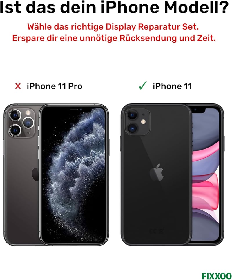 GIGA Fixxoo iPhone 11 Retina LCD Kijelző Cserecsomag - Érintőképernyős Üveg Szerszámkészlettel - Egyszerű Kijelzőjavítás Otthon