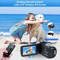 CAMWORLD 4K Videókamera 42MP Felbontással - Vloggoláshoz, YouTube-hoz, 18X Digitális Zoom, 3" Forgatható Kijelző, 2 Akkumulátor, 32GB Kártya 3