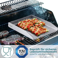 Smartpeas Rozsdamentes Acél Grillező Lap 30x40 cm - Univerzális Plancha Faszenes és Gázos Grillekhez, Egyenletes Hőelosztás, Hamburger és Tü 3