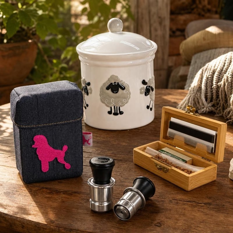 Smoke set: 1x XL etui za 25 cigareta + 2x 12V auto utičnica + kutija za pribor + keramička posuda